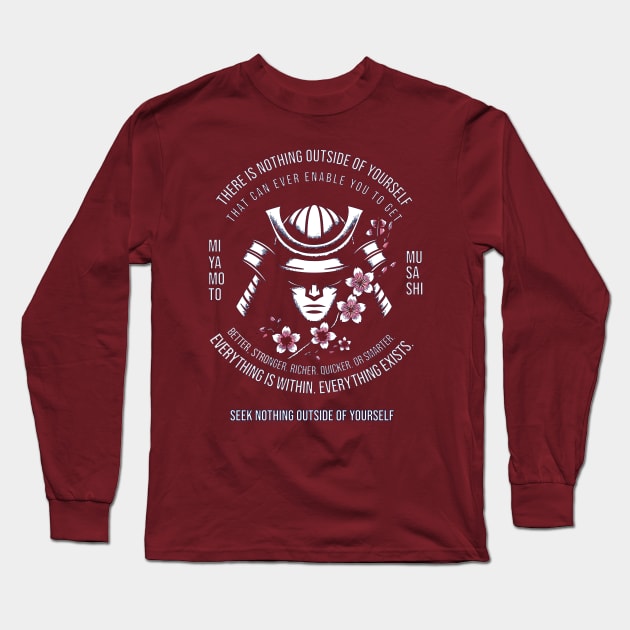 Inner Reflections: Musashi's Wisdom Long Sleeve T-Shirt by SakuraInsights